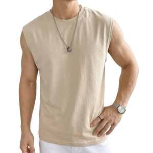 High Quality Men's Blank Sleeveless T Shirt Casual Streetwear Cutoff Muscle <b>Top</b> Ribbed Crew Neck Custom Bulk OrdersTank <b>Tops</b> - Product Image 6