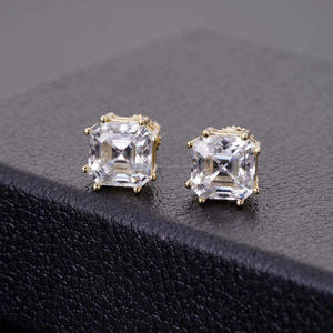 925 Sterling Silver Moissanite <b>Diamond</b> <b>Square</b> Stud <b>Earrings</b> Budget Jewelry For Wholesale Retailers - Product Image 1