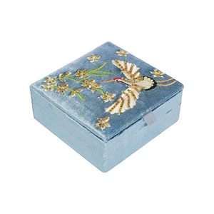 Juego de Aretes y Collar Bordados con Cuentas Verdes, Caja con Espejo, Caja de Joyería de Terciopelo Personalizada para Anillos y Aretes - Product Image 2