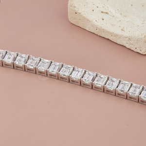 Pulseras de tenis de oro macizo de 10K, 14K, 18K con diamantes de corte esmeralda y diamantes creados en laboratorio, diseño de moda, a la venta para exportación - Product Image 2
