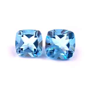 6X6MM Natural Sky Blue Topaz <b>Cushion</b> Cut Faceted Calibrated Loose Gemstone Jewelry Making Wholesale Lot - Product Image 2