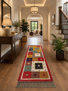 Colorful Southwestern Kilim Handwoven Wool Jute <b>Runner</b> <b>Rug</b> Geometric Patchwork Boho Tribal Hallway Entryway Custom Size Carpet - Product Image 3