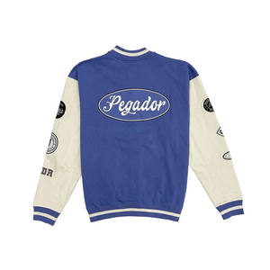 Chaqueta Varsity Hip Hop para Hombre con Parches Bordados de Graffiti, Tejido de Felpa 100% Algodón, Patrón Formal con Letras - Product Image 4