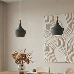 Suspension en céramique de qualité supérieure, gris géométrique, style Mid-Century Modern, pour décoration intérieure de salon - Product Image 2