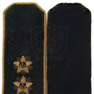 Custom Embroidered Eco-Friendly Luxury Epaulettes with Gold Star Rhinestone Sew-On Badges for Uniform Shoulder Rank - Product Image 6