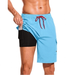 Quick Dry Elastic Waist Loose Fit Casual Athletic Gym Shorts with Multi Pockets, Double Layer Design Running Short - Product Image 6