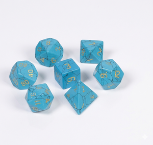 Dés en pierre de haute qualité, howlite bleue, turquoise, cristaux naturels, pierres de guérison reiki, ensemble de dés gravés sur mesure, cristaux vikings - Product Image 3