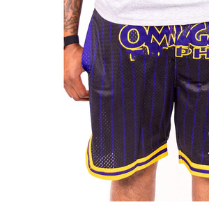 Shorts de basketball personnalisés pour hommes 100 % coton, taille mi-haute, coupe-vent, avec cordon de serrage, en toile, impression numérique, logo personnalisé - Product Image 2