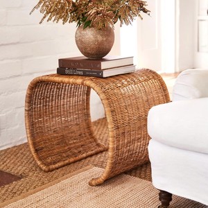 Best Choice High Quality Handcrafted Natural Rattan Waterfall Side <b>Table</b> Curved End <b>Table</b> Accent <b>Stool</b> Suitable For Living Room - Product Image 4