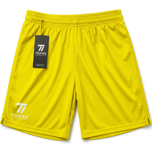 Shorts d'entraînement de football pour hommes, noirs, taille élastique, séchage rapide, logo imprimé par transfert thermique - Product Image 4