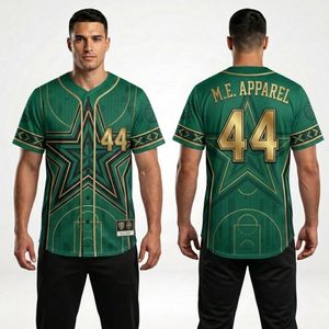 Maillots de baseball sublimés vert émeraude à motif étoile, anti-boulochage, protection UV, pour matchs de club - Product Image 1