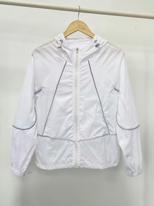 White Hooded <b>Lightweight</b> Windbreaker <b>Jacket</b> With Zipper Closure Unisex Casual <b>Summer</b> Wear Quick Dry Polyester Material - Product Image 5