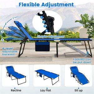 Tumbona de Patio Extra Grande Color Azul Marino de 27 Pulgadas de Ancho con Respaldo Ajustable en 4 Posiciones, Silla Plegable para Tomar el Sol - Product Image 4
