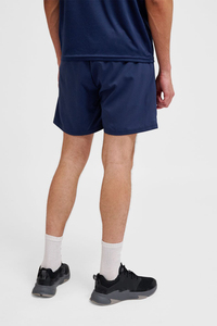 Shorts de plage pour homme en tissu tissé bleu marine à séchage rapide, taille élastique, couleur unie, shorts de bain, vêtements de sport décontractés - Product Image 5