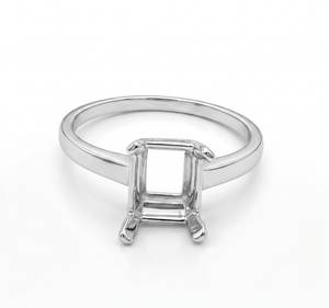 Solid 925 Sterling Silver 4x6mm Rectangle 4 Prong Pre Notched Semi Mount <b>Ring</b> <b>Blank</b> DIY Gemstone Setting <b>Ring</b> DIY Good Jewelry - Product Image 4