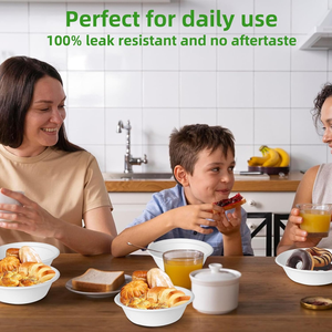 Bols en papier jetables en bagasse biodégradables robustes, en vrac, pratiques pour un usage quotidien, pour salades et soupes chaudes - Product Image 2