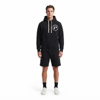Ensemble sweat à capuche et short en molleton noir pour homme - Logo OEM personnalisé Streetwear