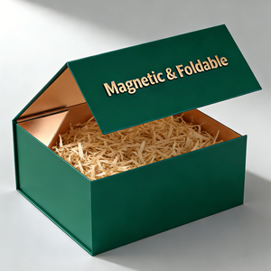 Custom Magnetic <b>Foldable</b> Gift <b>Box</b> Luxury Rigid Collapsible Magnetic Packaging <b>Box</b> With Shredded Paper Filler For Cosmetic - Product Image 3