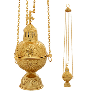 กระถางธูปทองเหลืองแบบออร์โธดอกซ์ไม่มีกระดิ่ง |   กระถางธูปสำหรับโบสถ์ - DOUBLE VEE EXPORTS - Product Image 1