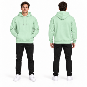 Custom Men's Navy Blue Hooded Sweatshirt Regular Fit Cotton Fleece Casual Pocket Design Winter Eco-Friendly Breathable - Product Image 2