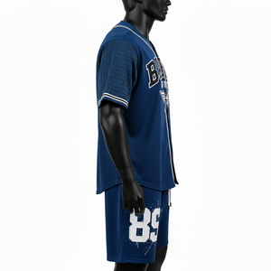 Ensemble de shorts de baseball pour hommes, respirant, en polyester, avec empiècements matelassés en mesh et broderie en twill, logo personnalisé pour ensemble de shorts homme - Product Image 3