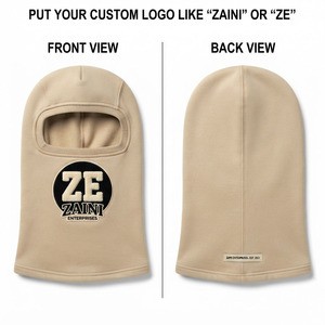 ZAINI Premium 280 GSM Soft Polyester Fleece Waterproof <b>Balaclava</b> Beige Face Cover Hood Custom Embroidered Chenille Patch Logo - Product Image 1