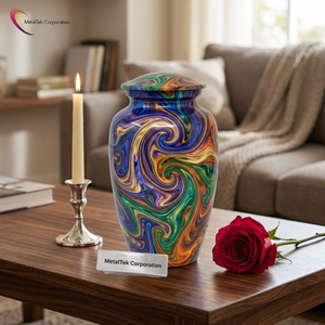 Premium Colorful Swirl Aluminum Cremation <b>Urn</b> Artistic Memorial Keepsake Jar for Human Ashes Adult <b>Large</b> Decorative Funeral Vase - Product Image 6