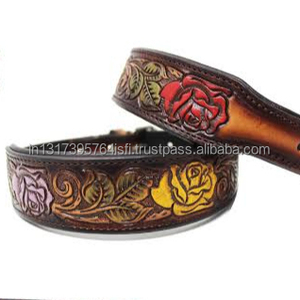 Meilleures ventes Colliers de chien en cuir de vache PU à rayures multicolores faits à la main pour animaux de compagnie en plein air dans différentes tailles soutenant le confort des animaux - Product Image 2