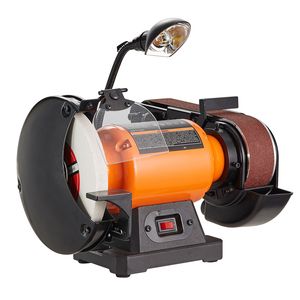 Smerigliatrice da banco da 8 pollici con levigatrice a nastro da 2 x 28 pollici, strumento per affilatura metalli, motore a induzione elettrico da 2,5 A - Product Image 1