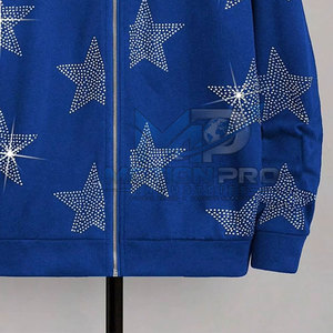 Low MOQ Comfortable Basic 100% Cotton Rhinestone Zip-Up Winter <b>Hoodie</b> Perfect for Casual Wear <b>Soft</b> Fabric Stylish Design - Product Image 4