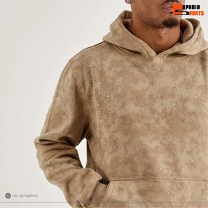 Sweat-shirt à capuche en polaire pour homme avec motif à pois effet délavé, coupe classique, vêtement d'hiver décontracté unisexe - Product Image 3