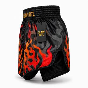 Pantalones Cortos de Boxeo Unisex Negros con Estampado de Llamas Rojas, Sublimados, Transpirables, de Secado Rápido, Corte Regular, para Adultos - Product Image 5
