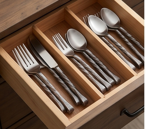 Juego de cubiertos vintage con mango retorcido, acabado mate, cubiertos metálicos para catering y uso en la cocina, elegantes accesorios de mesa. - Product Image 6