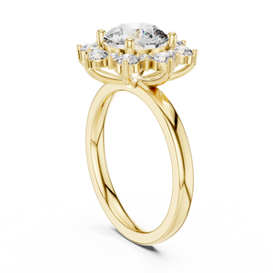 Venta al por mayor: Anillo de oro rosa macizo de 14k con moissanita de corte brillante redondo en forma de flor original, engaste de garra, para regalo de mujer - Product Image 2
