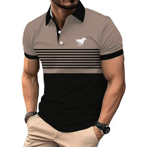Chemises polo pour hommes, style streetwear, meilleur prix, vêtements pour hommes, mode estivale, chemise polo à rayures, haut décontracté pour hommes, chemise polo respirante - Product Image 4