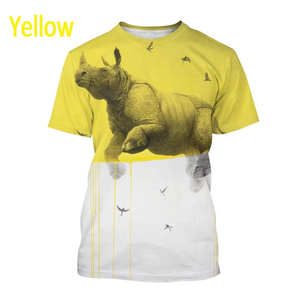 Unique Design 3D Printed Rhinoceros T Shirt For <b>Men</b> Funny <b>Animal</b> Pattern Tees Summer Casual Personality High Quality Custom Logo - Product Image 2