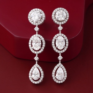 14K <b>Gold</b> Huggie <b>Earrings</b> with 6.74 CT Multi-Shape Lab Grown Diamond Micro-Pave Halo <b>Dangle</b> 10K <b>Gold</b> Main Material - Product Image 1