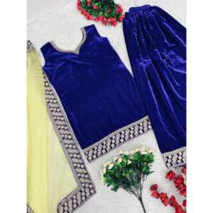 Top y pantalones de fiesta hermosos para mujer con Conjunto elegante de Organza Dupatta - Product Image 5