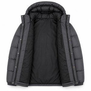 High Quality Hooded Puffer Jacket Exporter Nylon Shell Synthetic Filling Wind Resistant Design Premium Winter Casual <b>Coat</b> <b>Line</b> - Product Image 5