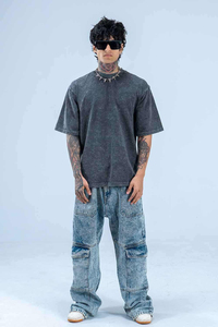 เสื้อยืดผู้ชายขายดี น้ำหนักเบา ล้างสีแบบแอซิด สไตล์สตรีทแวร์ ทรงโอเวอร์ไซส์ ฮิปฮอป ผลิตจากผ้าฝ้าย ราคาถูก - Product Image 2