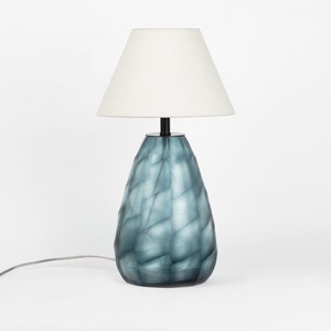 Minimalist Glass <b>Table</b> <b>Lamp</b> With Beige Shade Unique Design Decorative Lighting Fixture - Product Image 4