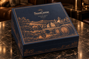Caja de Presentación Personalizada para Botella de Whisky de Cobre y Vasos con Tapa y Base - Product Image 5