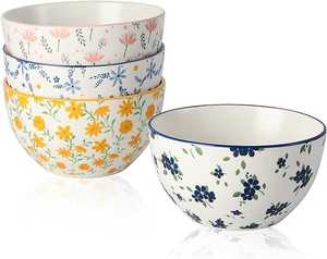 จานข้าวเซรามิครูปทรงกลม สีน้ำเงินขาว สไตล์มินิมอล ทำด้วยมือ - Product Image 5