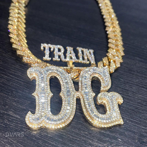 VVS Baguette And Round Moissanite Iced Out Custom <b>Letter</b> Pendant 925 Sterling <b>Silver</b> Hip Hop Customized <b>Necklace</b> Birthday Gifts - Product Image 2