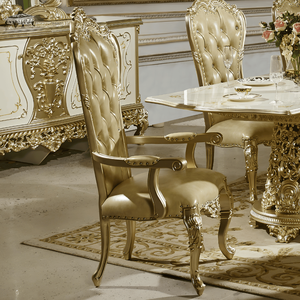 Juego de Comedor de Estilo Rococó Clásico Europeo, Madera de Teca Sólida con Tallado Artesanal Elegante, Muebles de Lujo para el Hogar - Product Image 4