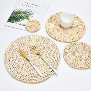 Natural Boho Handmade Decorative Christmas Oval <b>White</b> Braided Macrame Straw Woven Rattan Cup Tea <b>Coaster</b> Scallop Placemat - Product Image 6