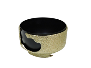 Modern <b>Black</b> Aluminium Bowl With Gold Textured <b>Wrap</b> Base - Luxury Decorative Round Serving Tray Table Centerpiece Home Decor - Product Image 3