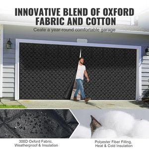 Rideau de porte de garage magnétique moderne 18x7FT, isolé thermiquement, en tissu Oxford 300D, kit d'isolation - Product Image 3