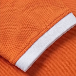 Men's <b>Orange</b> Short Sleeve <b>Polo</b> <b>Shirt</b> Solid Color Knitted Cotton Casual Breathable Regular Fit Button Design - Product Image 6