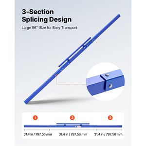 Planche à béton manuelle en alliage d'aluminium de 96 pouces avec niveau à bulle intégré, finition peinture poudrée bleue, légère - Product Image 5